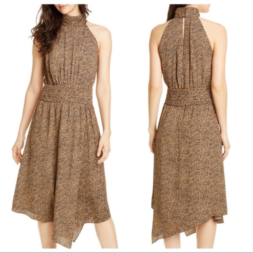 NWT Joie Halter Asymmetrical Dress Kehlani Oak Size 2